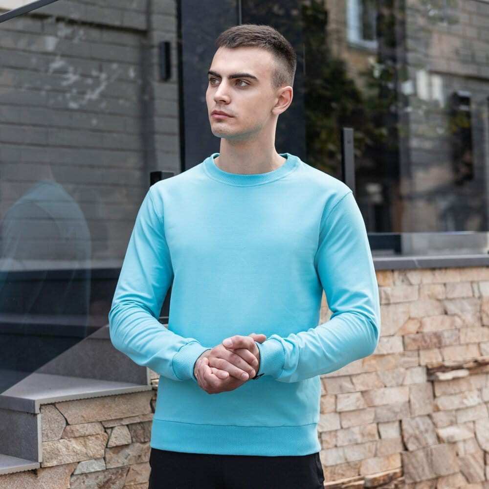 Світшот чоловічий однотонний яскравий ментол Pobedov 001