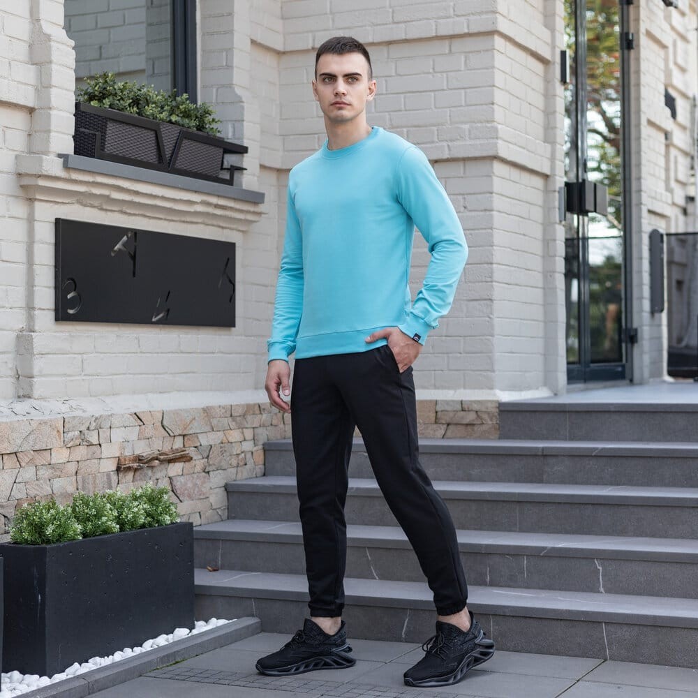 Світшот чоловічий однотонний яскравий ментол Pobedov 001, укр, укр