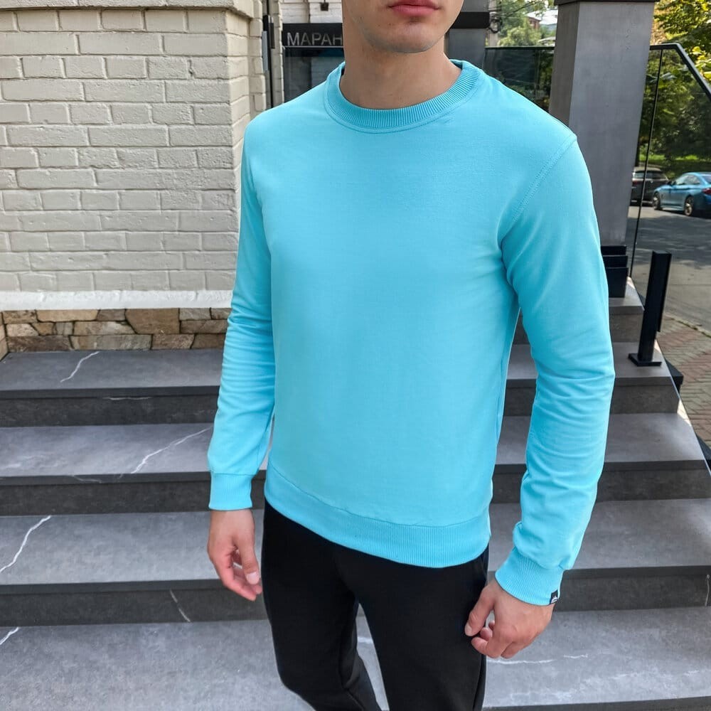 Світшот чоловічий однотонний яскравий ментол Pobedov 001, укр, укр