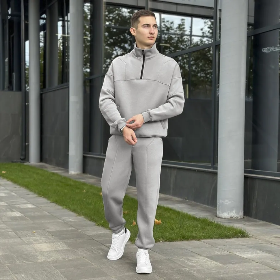 Сталевий спортивний костюм для чоловіків. Комплект осінь зима Pobedov Grand ЗИМА (XXL)
