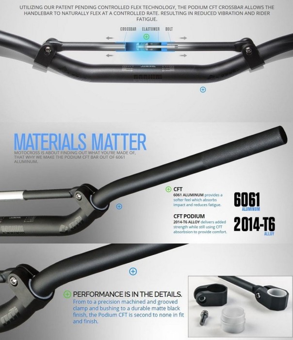 Мото кермо ODI MX Handlebars, "CFT" Podium, HON/KAW OE-901 Black
