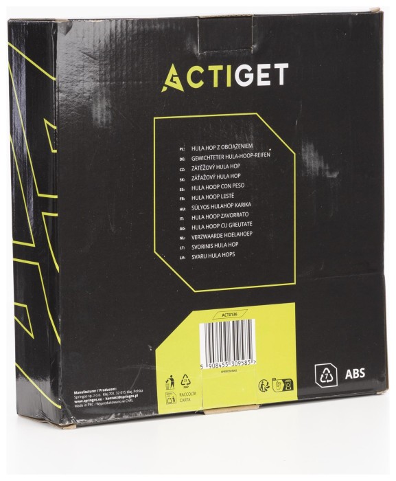 Обруч для талії Actiget (хулахуп) масажний, з обтяженням ACT0136 Black