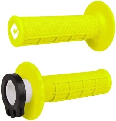 Мото грипсы ODI HALF-WAFFLE MX V2 Lock-On FLO-Yellow