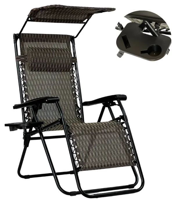 Розкладне крісло шезлонг з козирком LEOBRO Zero Gravity Plaid (LB-ZGC-H1-PLD