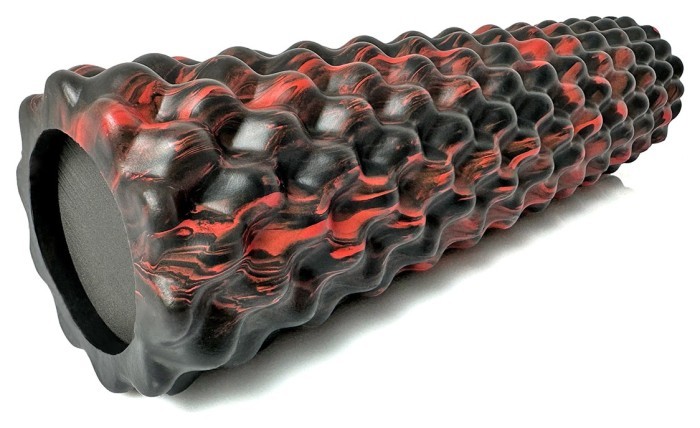 Масажний ролик EasyFit Bubbles 45 см Чорний-червоний