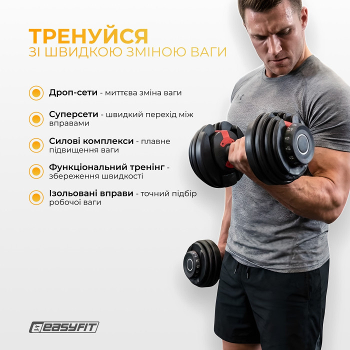 Гантель набірна EasyFit UniWeight 1,5–16 кг, укр, укр