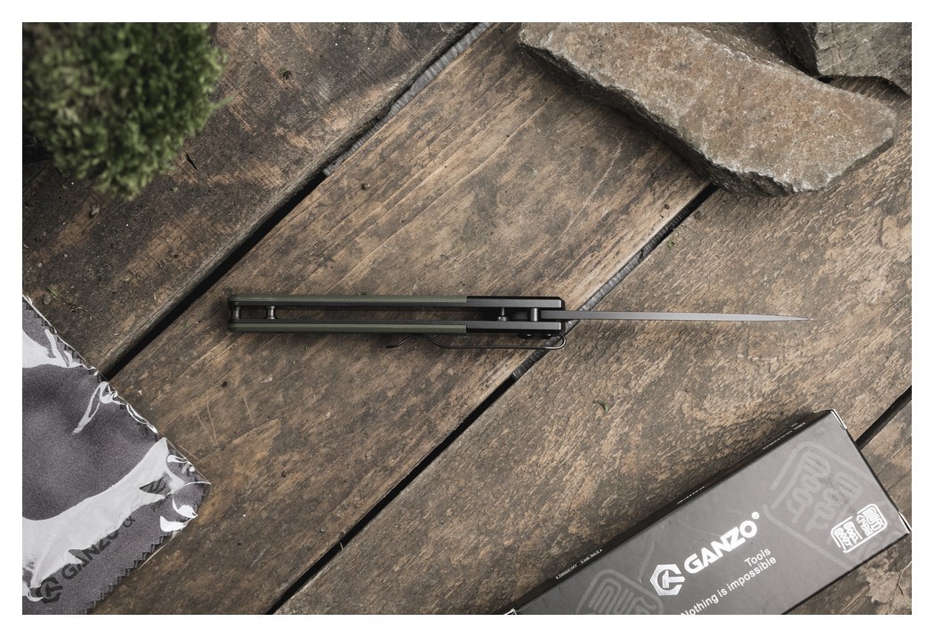 Ніж складаний Ganzo G721B-GR зелений, чорний клинок, укр, укр