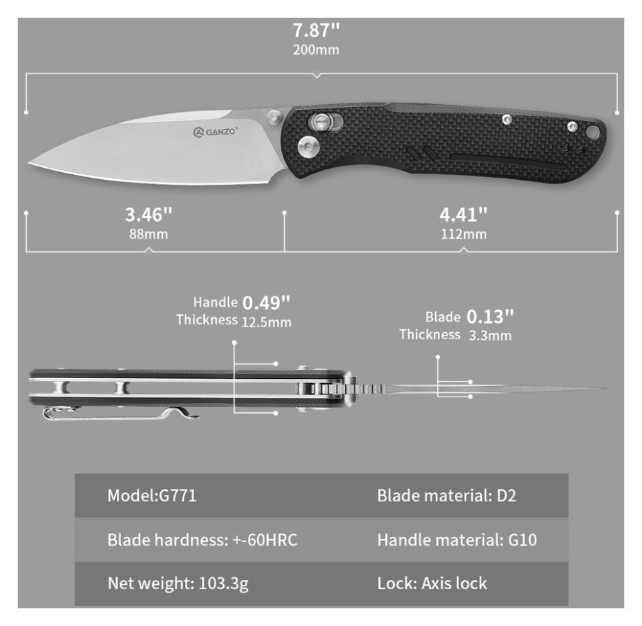 Нож складной Ganzo G771-BK черный
