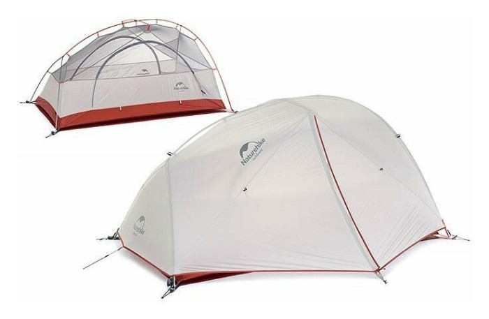 Намет надлегкий двомісний  з футпринтом Naturehike Star-River 2 Updated NH17T012-T, 20D, сіро-червоний