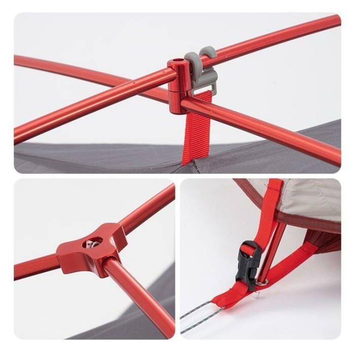 Намет надлегкий двомісний  з футпринтом Naturehike Star-River 2 Updated NH17T012-T, 20D, сіро-червоний