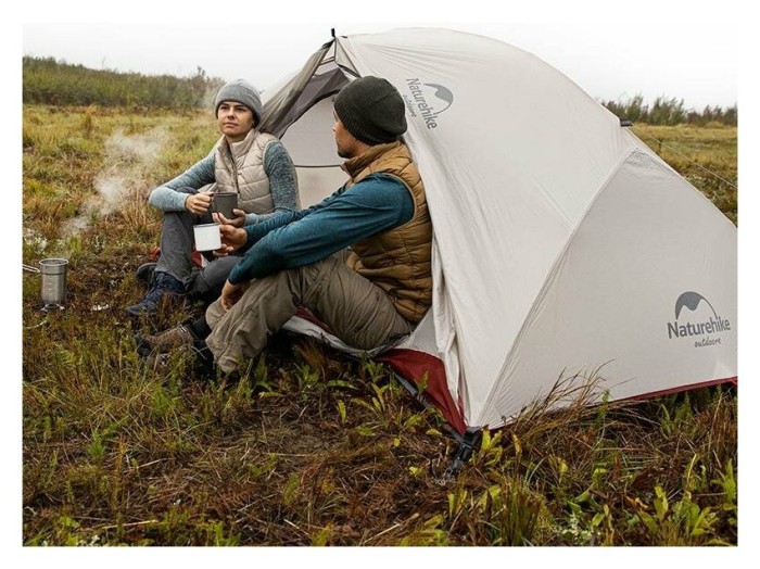 Намет надлегкий двомісний  з футпринтом Naturehike Star-River 2 Updated NH17T012-T, 20D, сіро-червоний, укр, укр