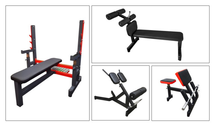Професійний набір RN Olympic benches лавок для залу (жим, Скотта, прес, гіперекстензія), укр, укр