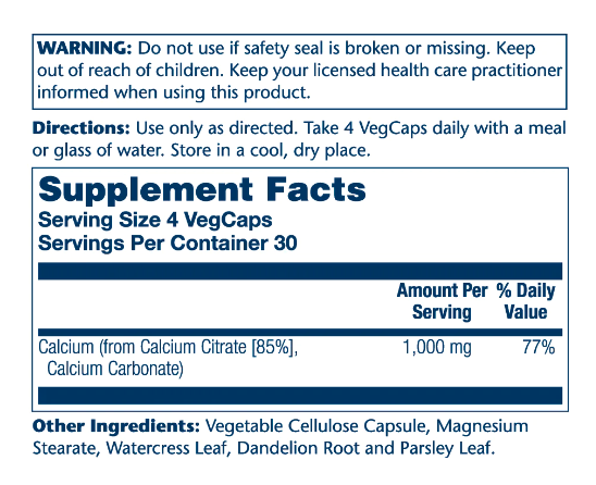 Calcium Citrate 1000mg - 120 vcaps