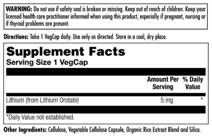Lithium Orotate 5mg - 60 vcaps