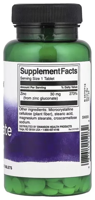 Zinc Gluconate 30 mg - 250 tabs