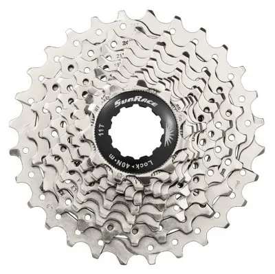 Кассета 10-k 11-28T SUN RACE RS алюминиевый паук, Metallic Silver