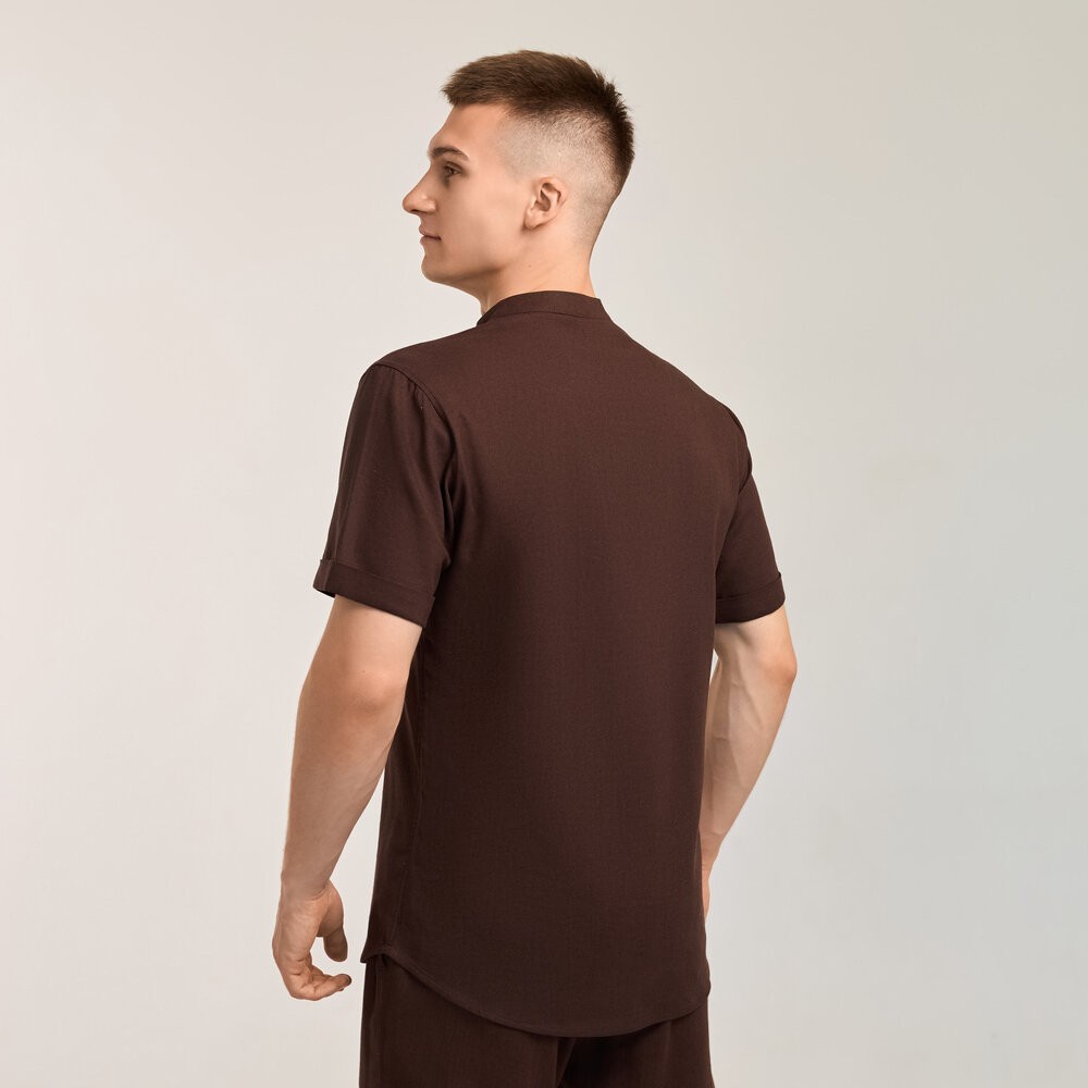 Чоловіча сорочка з коротким рукавом шоколадна Pobedov Molodist'