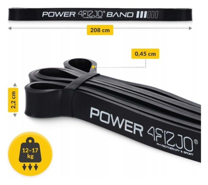 Еспандер-петля 4FIZJO Power Band 22 мм 12-17 кг резина для фітнесу і спорту Black (P-5907222931066)