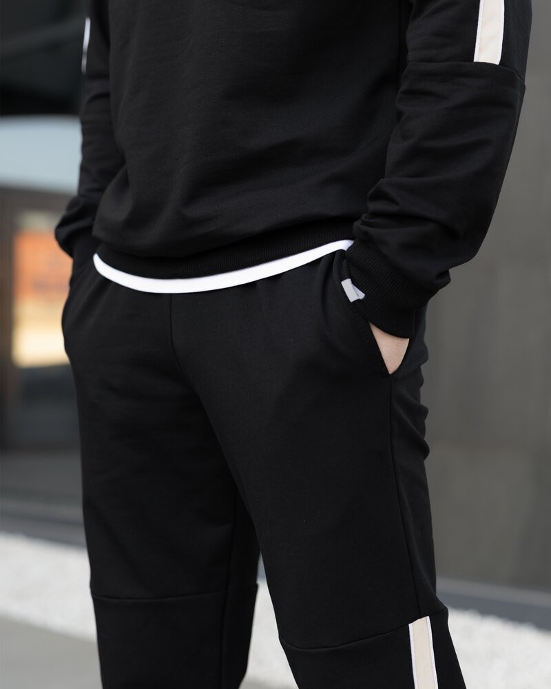 Трикотажний чоловічий спортивний костюм чорний Pobedov Black moon