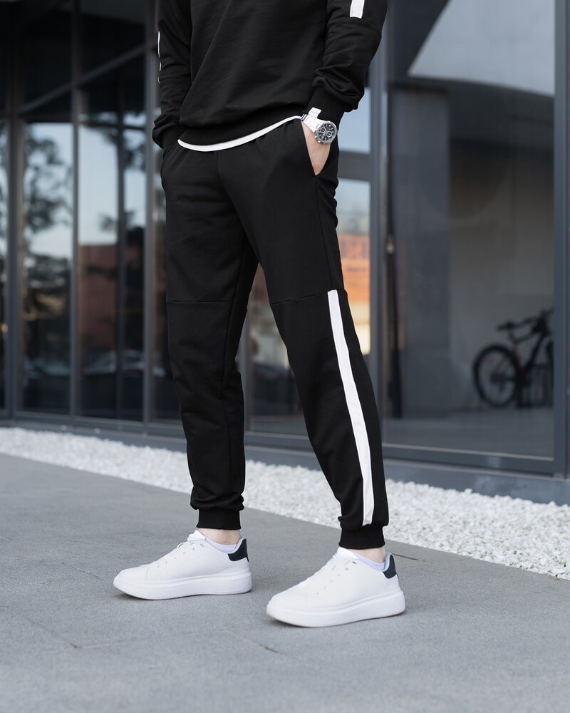 Трикотажный мужской спортивный костюм черный Pobedov Black moon