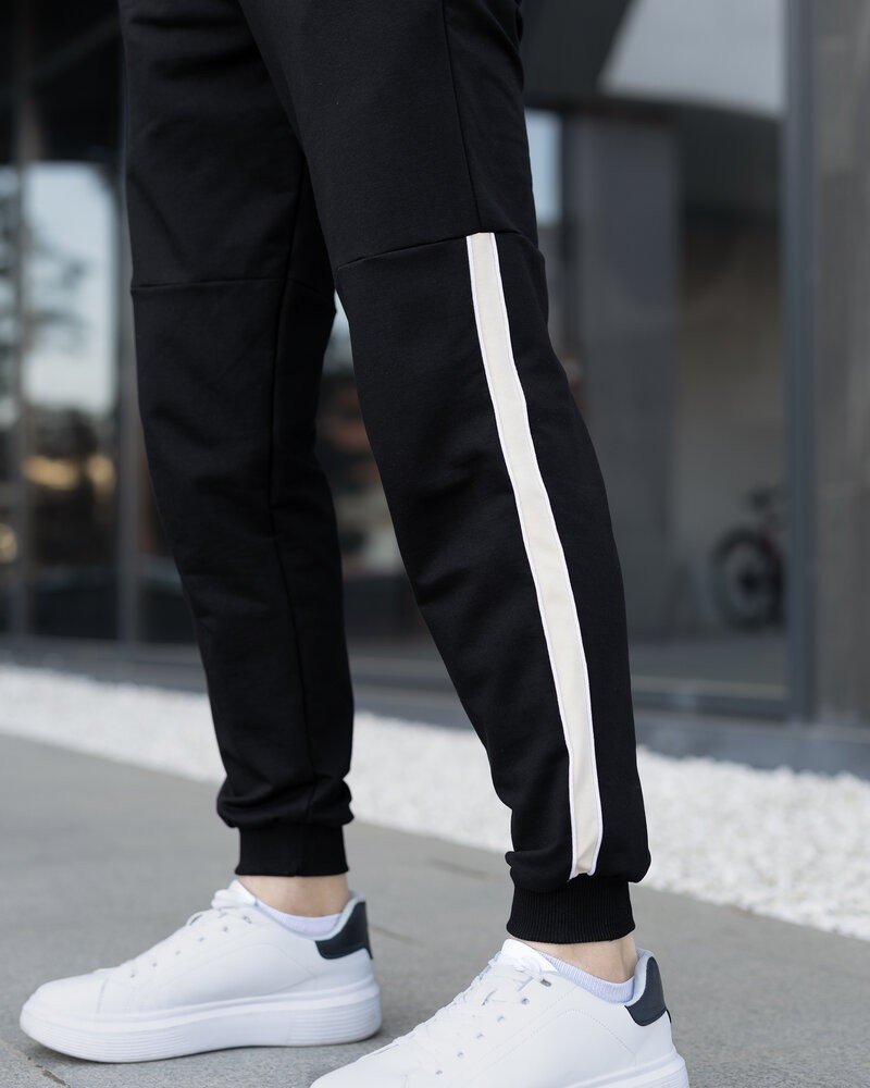 Трикотажный мужской спортивный костюм черный Pobedov Black moon