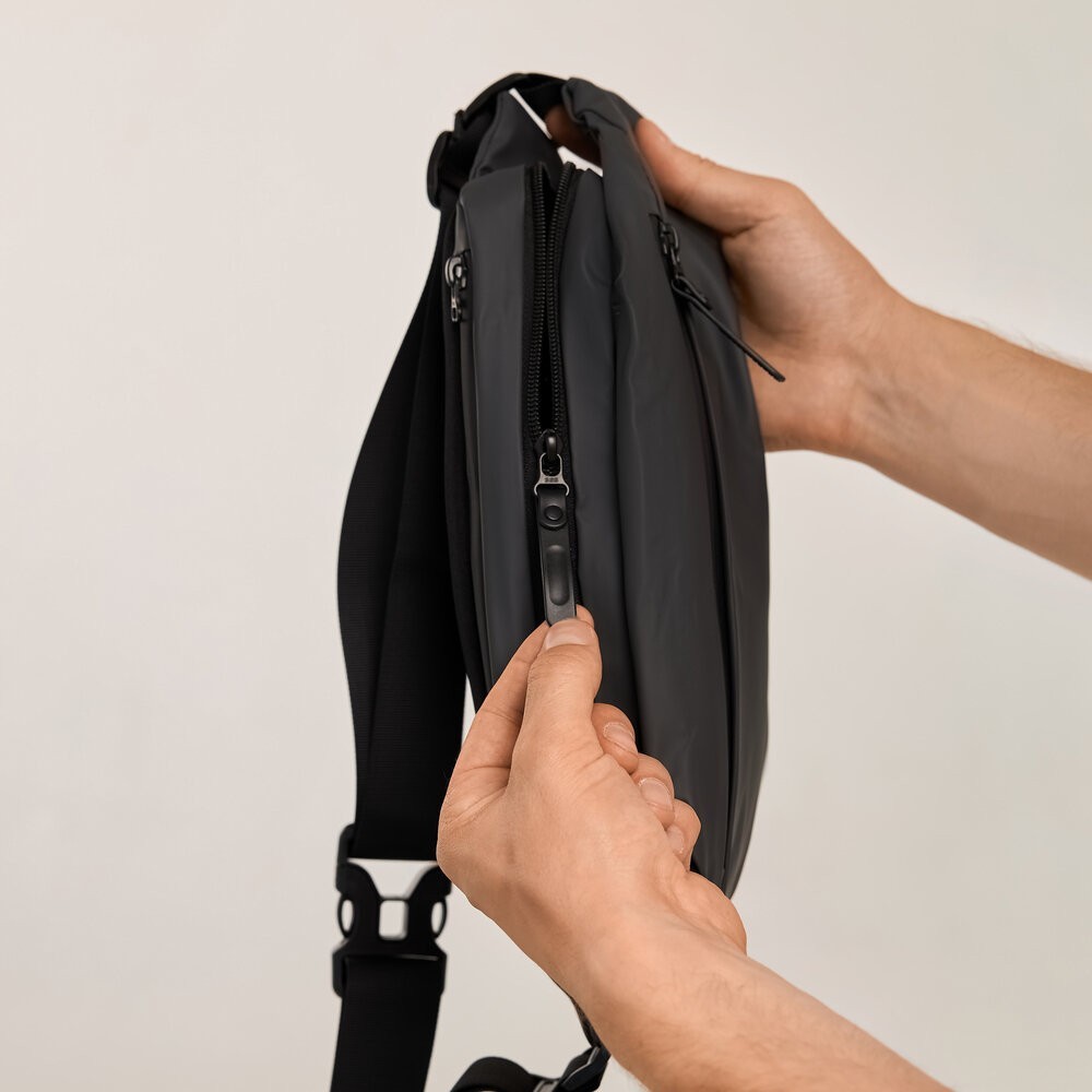 Чоловіча бананка нейлонова сумка сіра Pobedov Minimal