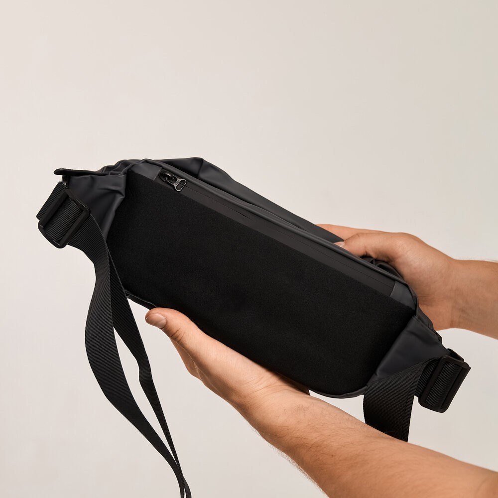 Чоловіча бананка нейлонова сумка сіра Pobedov Minimal