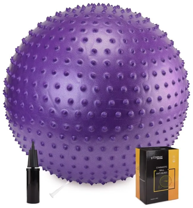 М'яч для фітнесу (фітбол) Cornix 55 см масажний Anti-Burst XR-0468 Violet