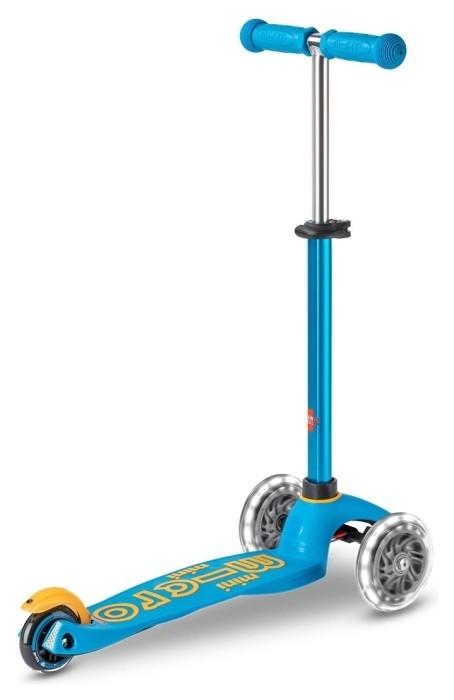 Самокат MICRO серії "Mini Deluxe LED" – БЛАКИТНИЙ ОКЕАН (до 50 kg, 3-х колісний, світло)