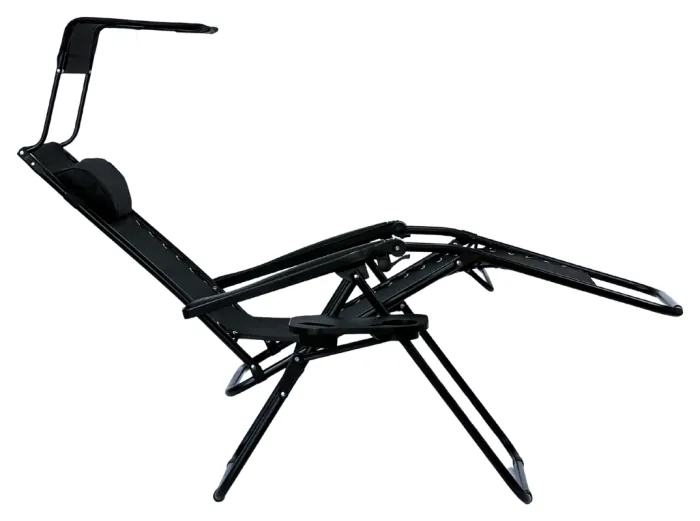 Раскладное кресло шезлонг с козырьком LEOBRO Zero Gravity Black (LB-ZGC-H1-BLK)