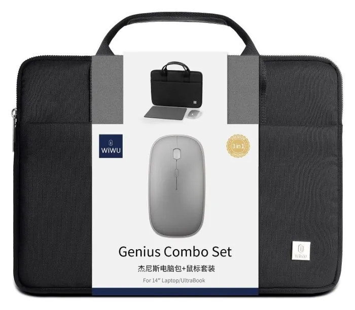 Комплект 3 в 1 (сумка, миша, килимок) WIWU 14" Genius Combo Set Black