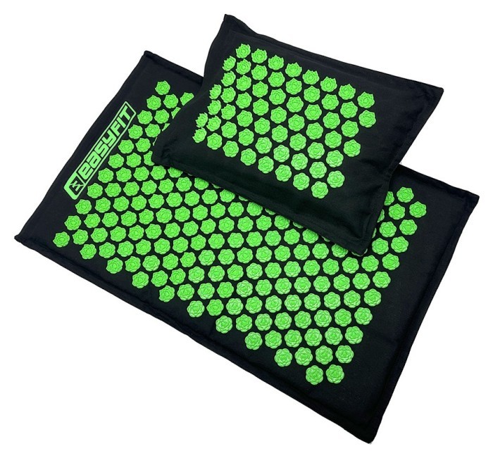 Масажний килимок EasyFit AcuRelax з голками (аплікатор Кузнєцова) чорно-зелений