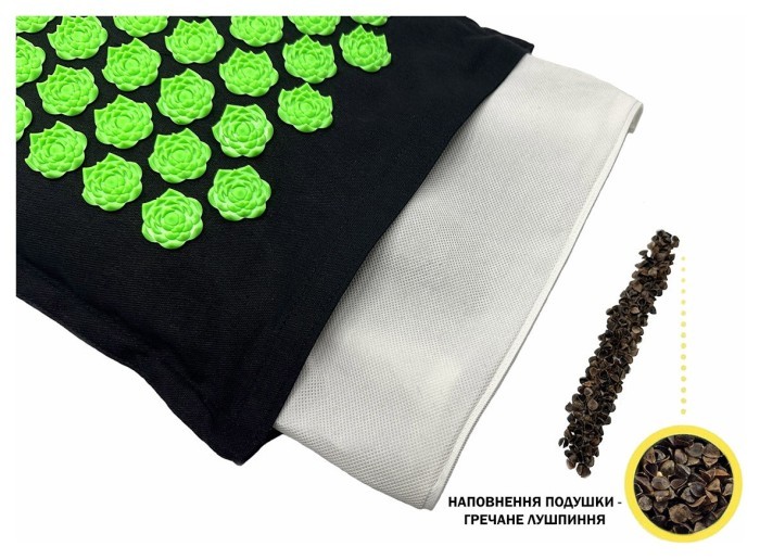 Масажний килимок EasyFit AcuRelax з голками (аплікатор Кузнєцова) чорно-зелений