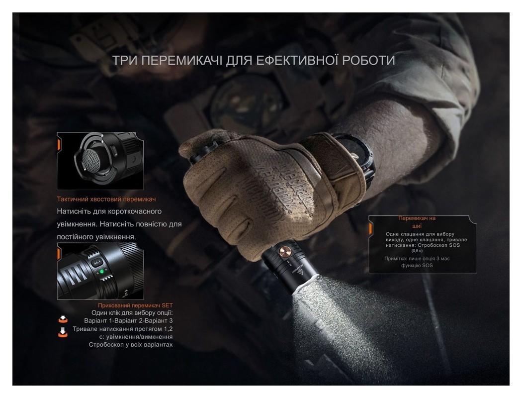 Ліхтар тактичний ручний Fenix PD36R ACE 3000 лм, укр, укр