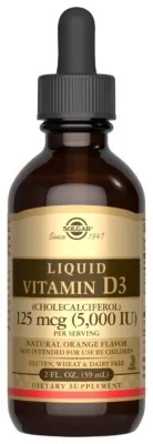 Liquid Vitamin D3 (Cholecalciferol) 125 mcg (5,000 IU) - 59ml Natural Orange