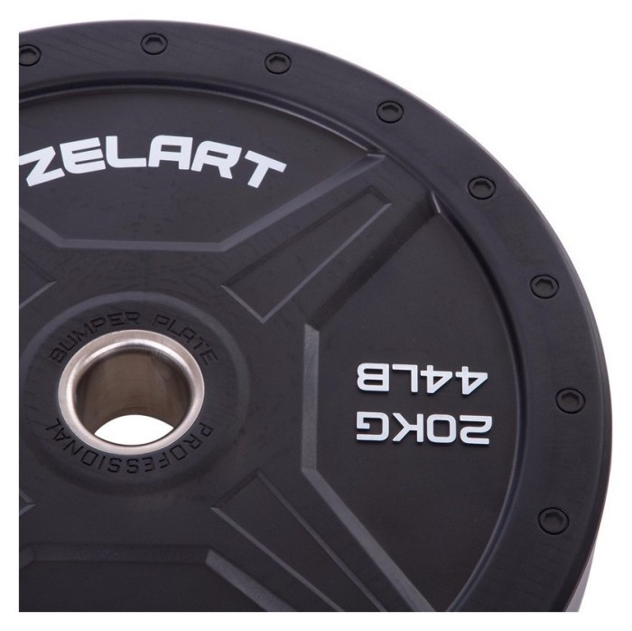 Бамперные диски для кроссфита Bumper Plates резиновые d-51мм Zelart TA-2258-20 20кг (d-45см, черный)