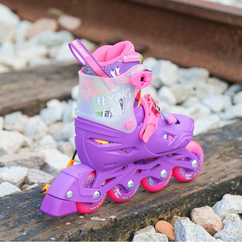 Дитячі розсувні ролики Flying Eagle S3 рожеві, укр, укр