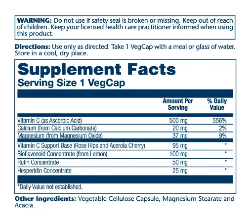Vitamin C with Bioflavonoid Concentrate 500mg - 100 vcaps