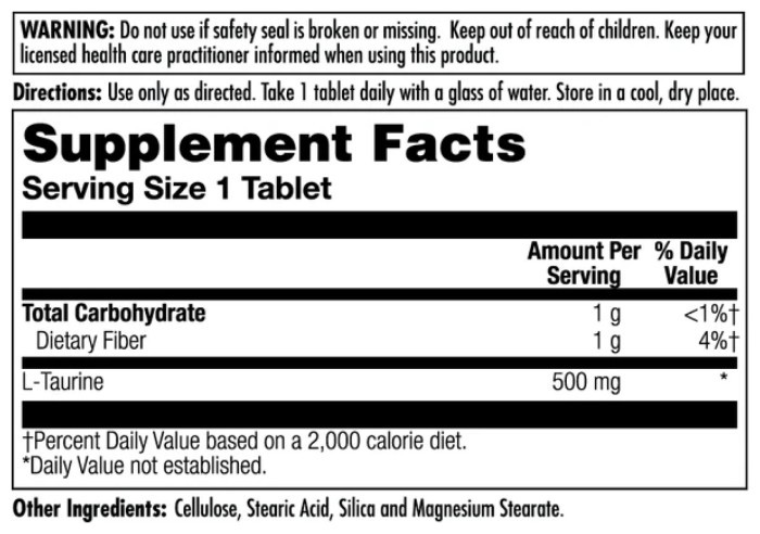 L-Taurine 500mg - 60 tabs