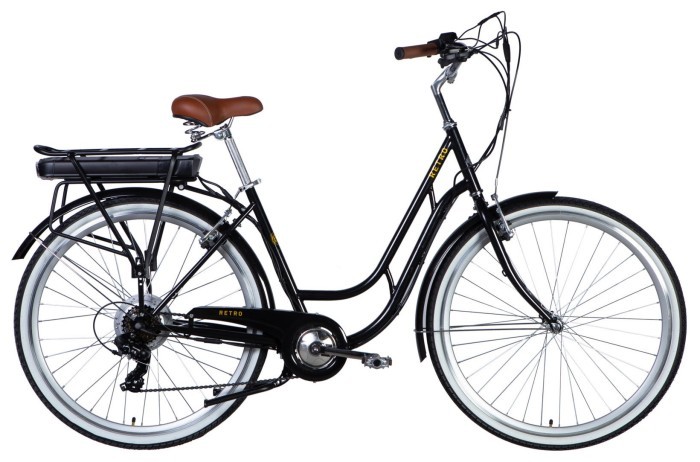 Велосипед уцененный с электроприводом 28" ST Dorozhnik eRETRO Vbr FR рама-19" 36B 13А*ч 500Вт черный 2026