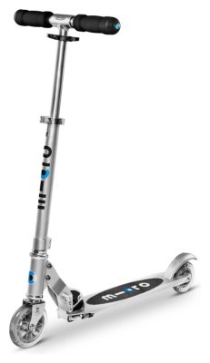 Самокат MICRO серии "Sprite" - МАТОВЫЙ СЕРЕБРИСТЫЙ (до 100 кг, 2-х колесный)