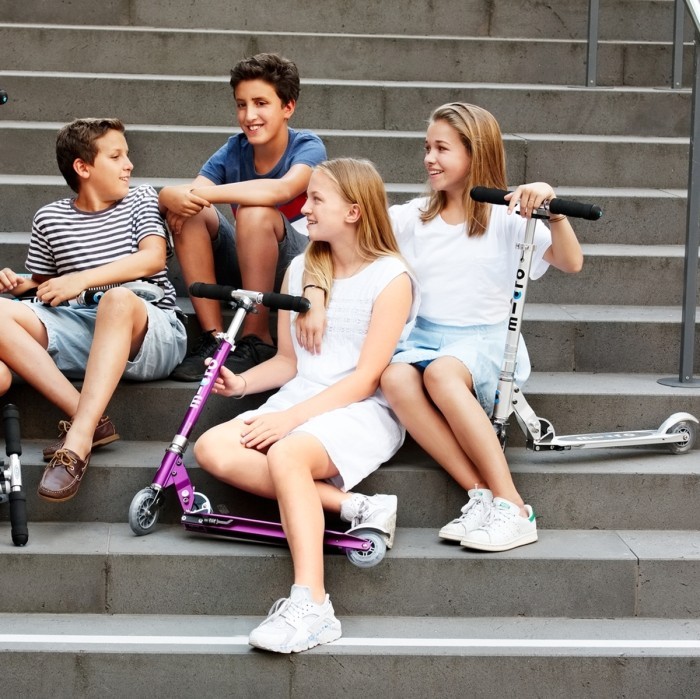 Самокат MICRO серії "Sprite" – МАТОВИЙ СРІБНИК (до 100 kg, 2-х колісний), укр, укр