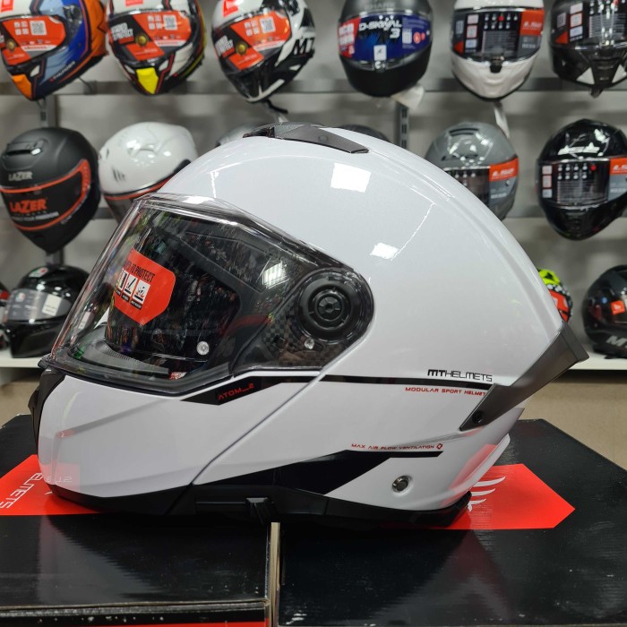 Мотошолом MT ATOM 2 SV Solid A0 Gloss White S