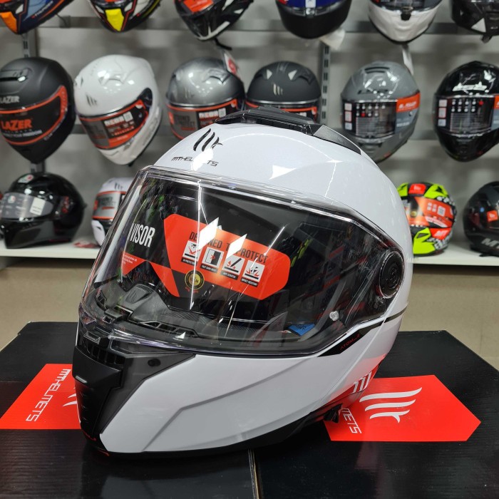 Мотошолом MT ATOM 2 SV Solid A0 Gloss White S