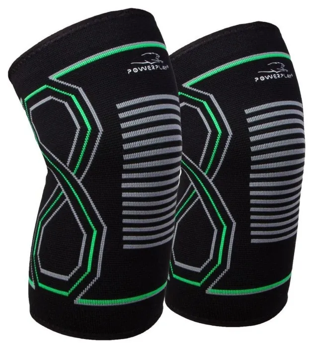 Наколінники PowerPlay 4099 Knee Support Чорно/зелені L/XL (пара)