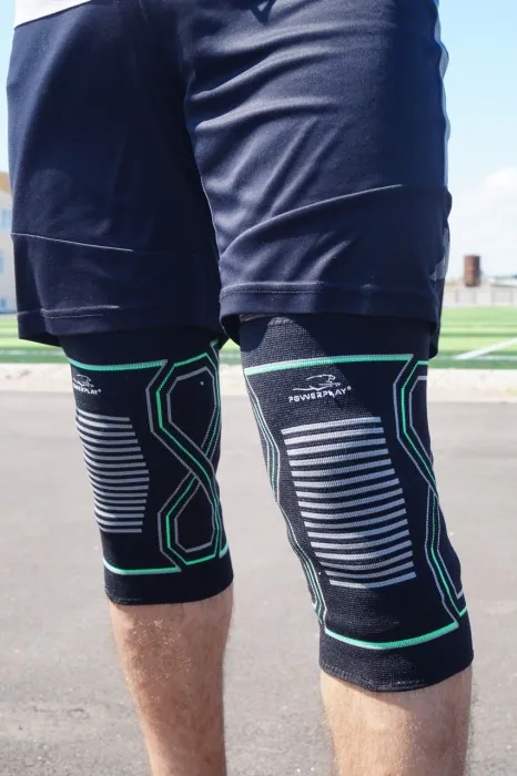 Наколінники PowerPlay 4099 Knee Support Чорно/зелені L/XL (пара)