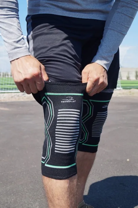 Наколінники PowerPlay 4099 Knee Support Чорно/зелені L/XL (пара)