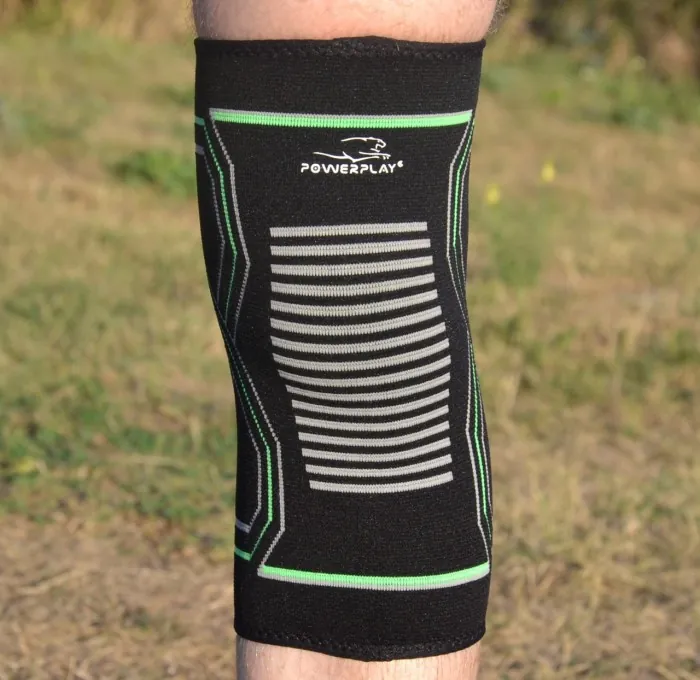 Наколінники PowerPlay 4099 Knee Support Чорно/зелені L/XL (пара)