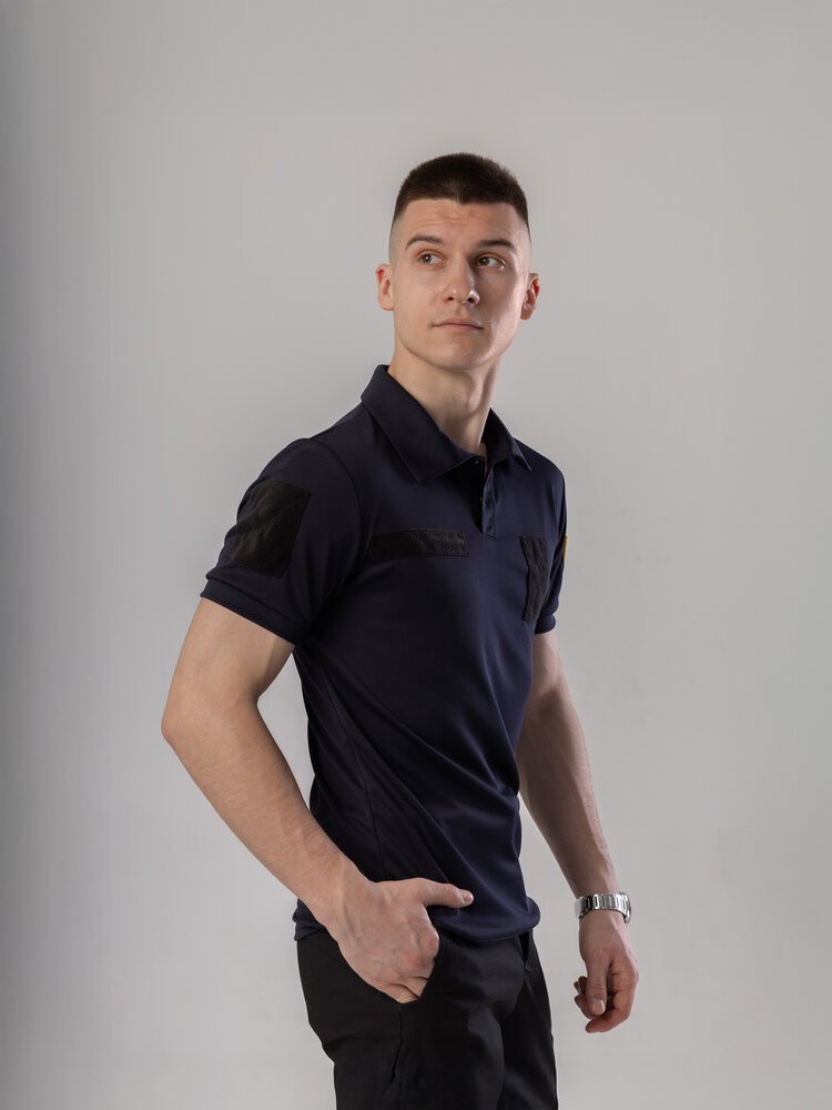 Мілітарі футболка кулмакс темно-синя весна/літо чоловіча Pobedov Recon, укр, укр