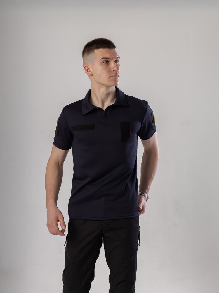 Мілітарі футболка кулмакс темно-синя весна/літо чоловіча Pobedov Recon, укр, укр